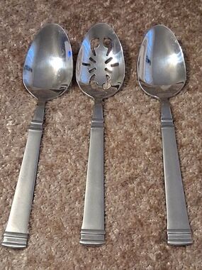 Cuisinart Silver Stainless Steel 3-Piece Serving Spoon Set